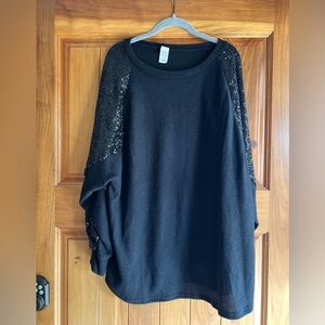 7th Ray Black Sequin-Sleeve Women's Sweater